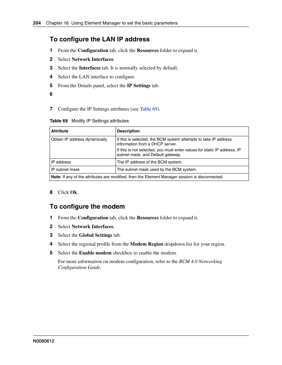 To configure the lan ip address | Nortel Networks BCM200/400 User Manual | Page 204 / 394