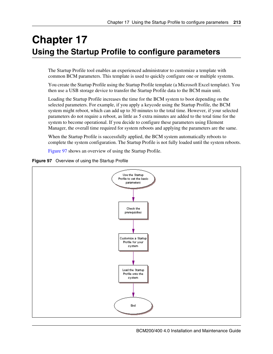 Using the startup profile to configure parameters, Chapter 17 | Nortel Networks BCM200/400 User Manual | Page 213 / 394