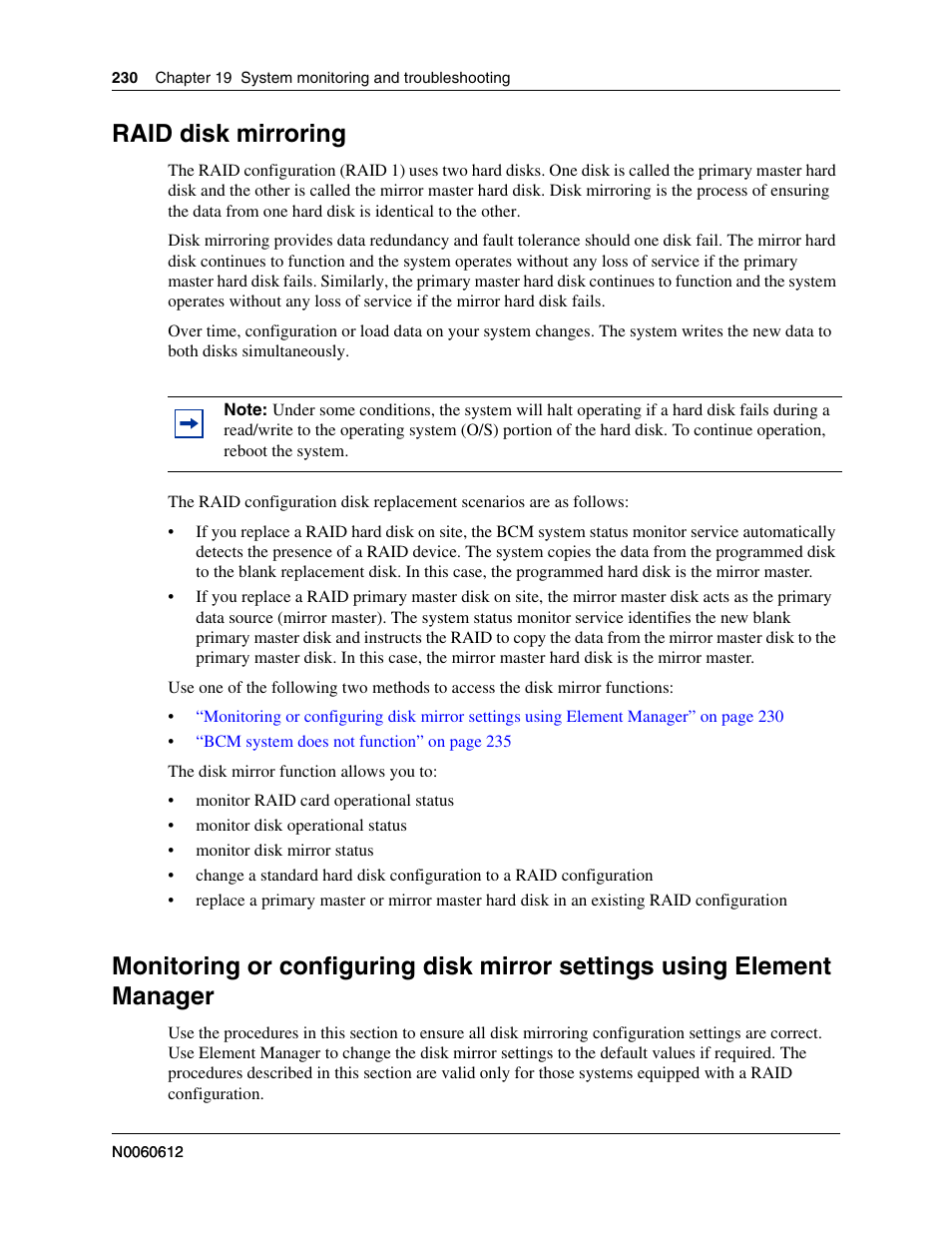 Raid disk mirroring | Nortel Networks BCM200/400 User Manual | Page 230 / 394