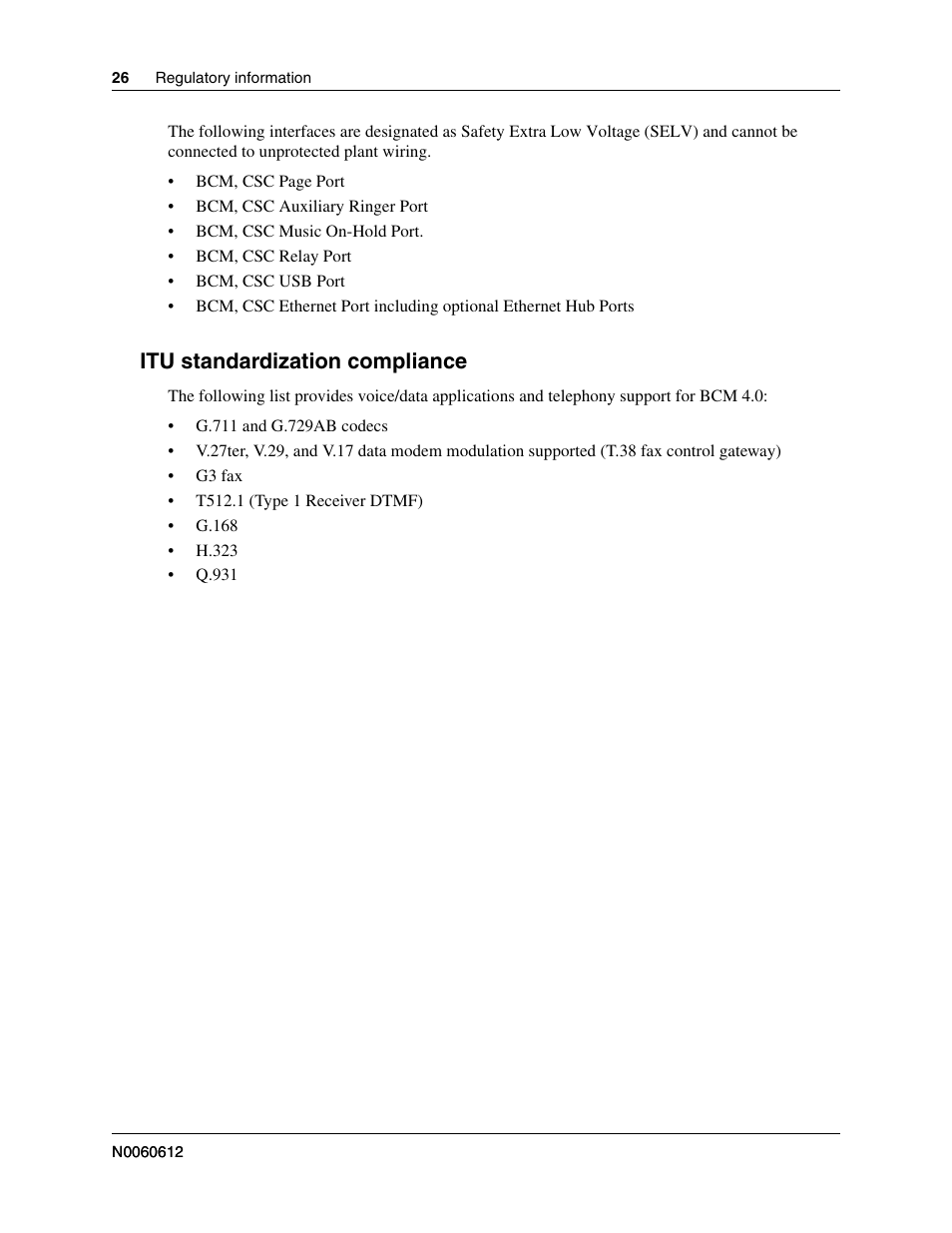 Itu standardization compliance | Nortel Networks BCM200/400 User Manual | Page 26 / 394