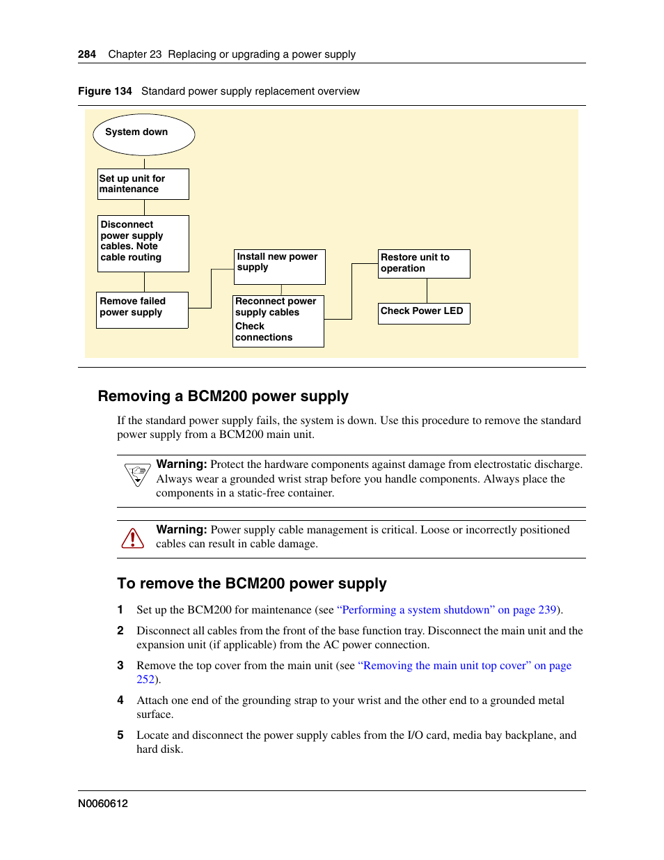 Removing a bcm200 power supply, To remove the bcm200 power supply, Figure | Nortel Networks BCM200/400 User Manual | Page 284 / 394