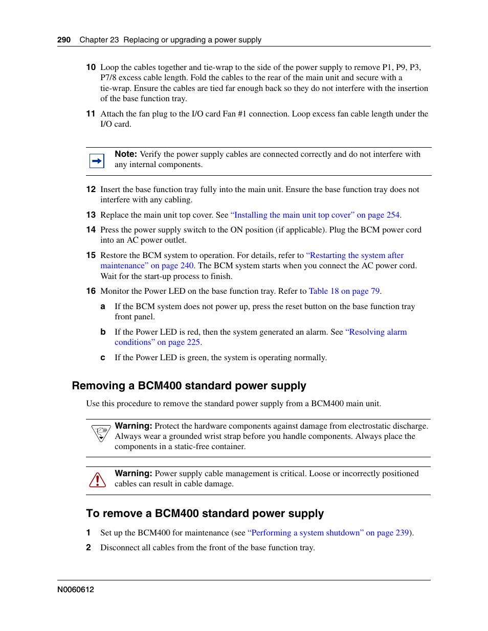 Removing a bcm400 standard power supply, To remove a bcm400 standard power supply | Nortel Networks BCM200/400 User Manual | Page 290 / 394
