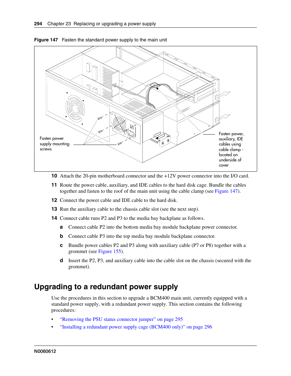 Upgrading to a redundant power supply | Nortel Networks BCM200/400 User Manual | Page 294 / 394