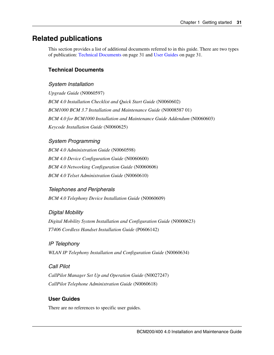 Related publications | Nortel Networks BCM200/400 User Manual | Page 31 / 394