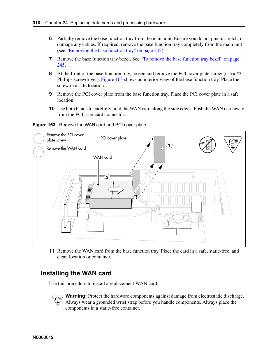 Installing the wan card, Installing | Nortel Networks BCM200/400 User Manual | Page 310 / 394