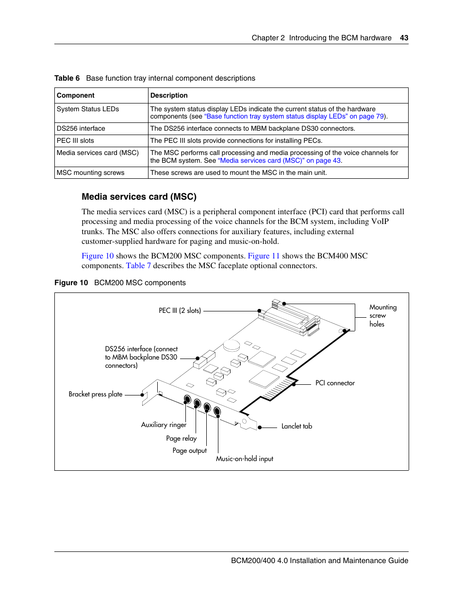 Table 6, Tem. see | Nortel Networks BCM200/400 User Manual | Page 43 / 394
