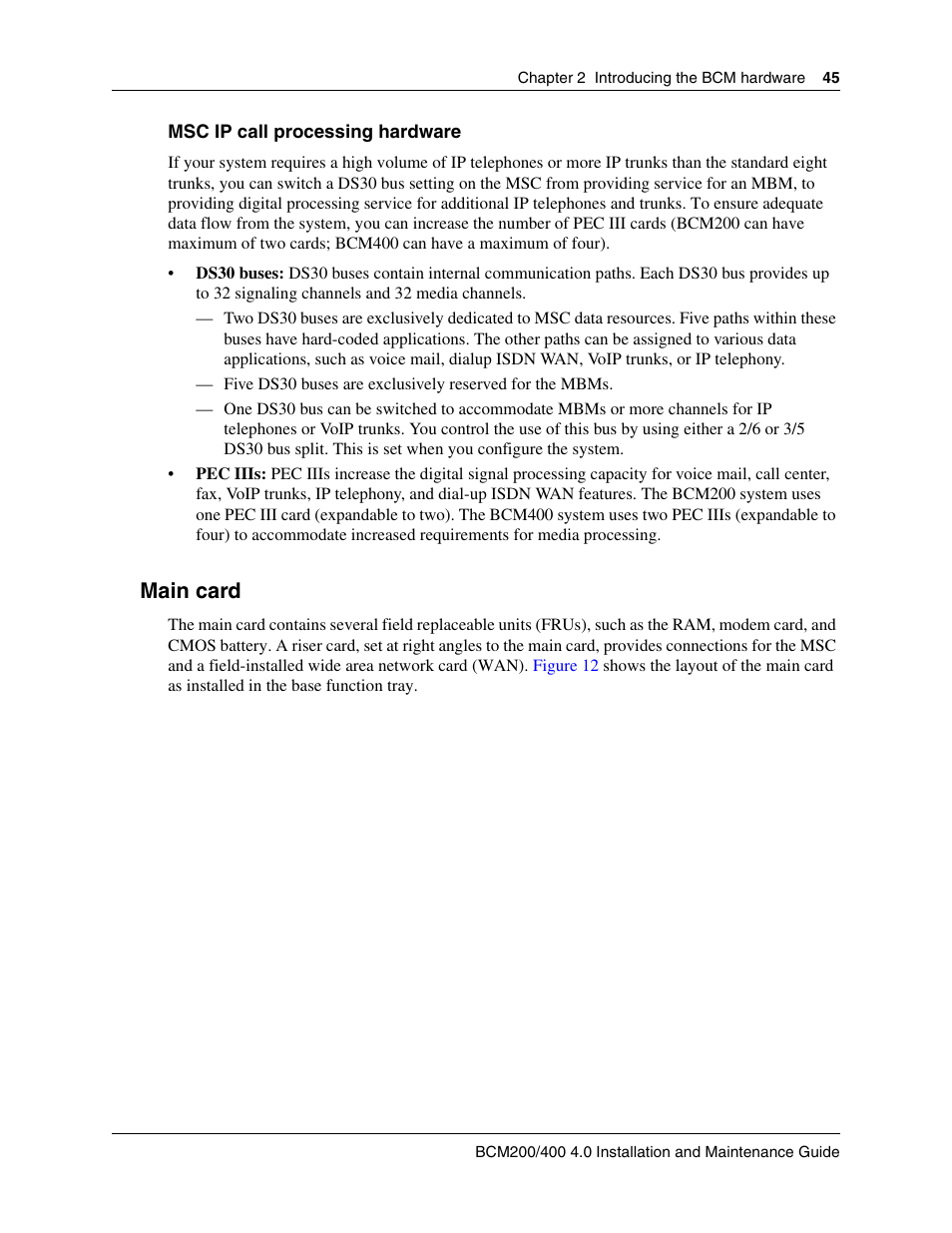 Main card | Nortel Networks BCM200/400 User Manual | Page 45 / 394