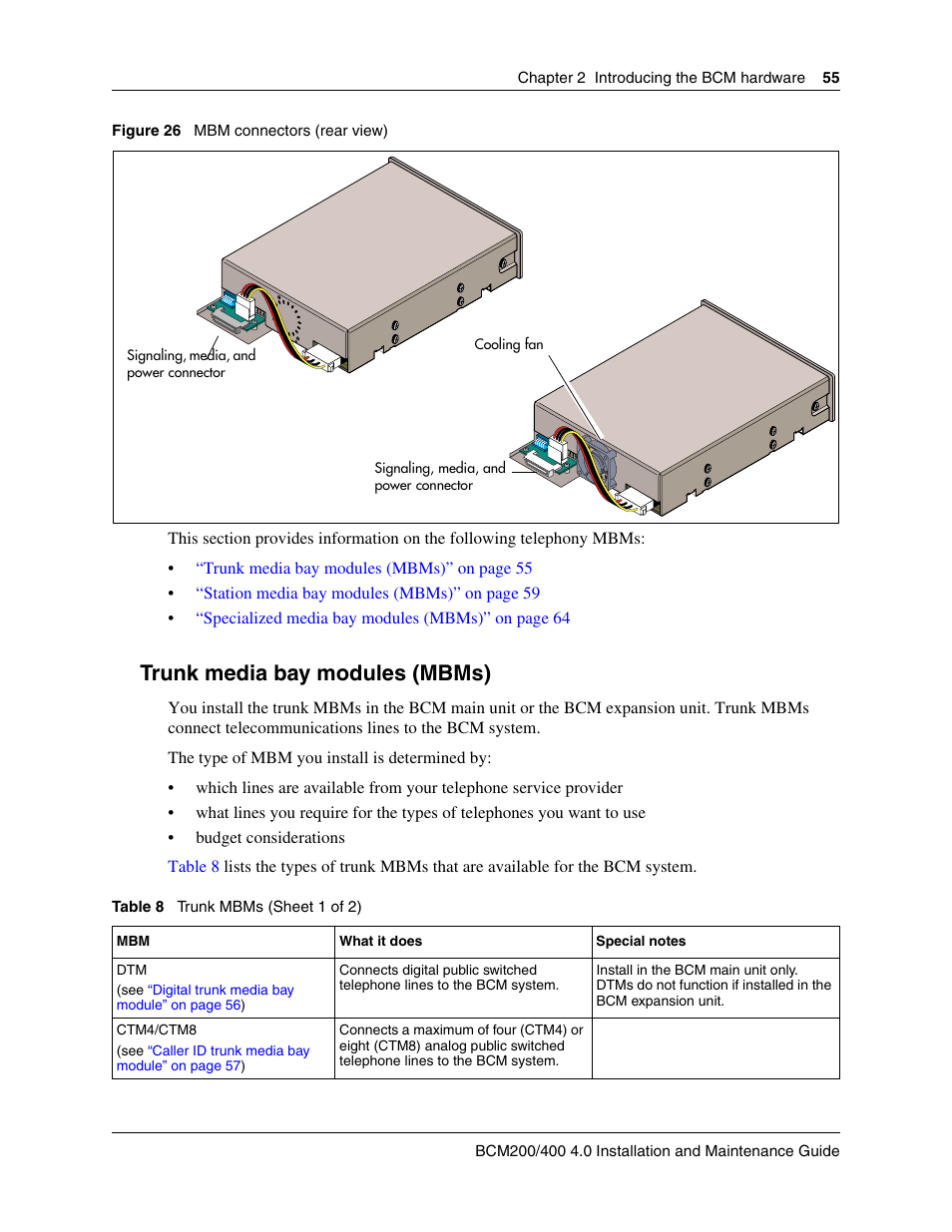 Trunk media bay modules (mbms), Figure | Nortel Networks BCM200/400 User Manual | Page 55 / 394