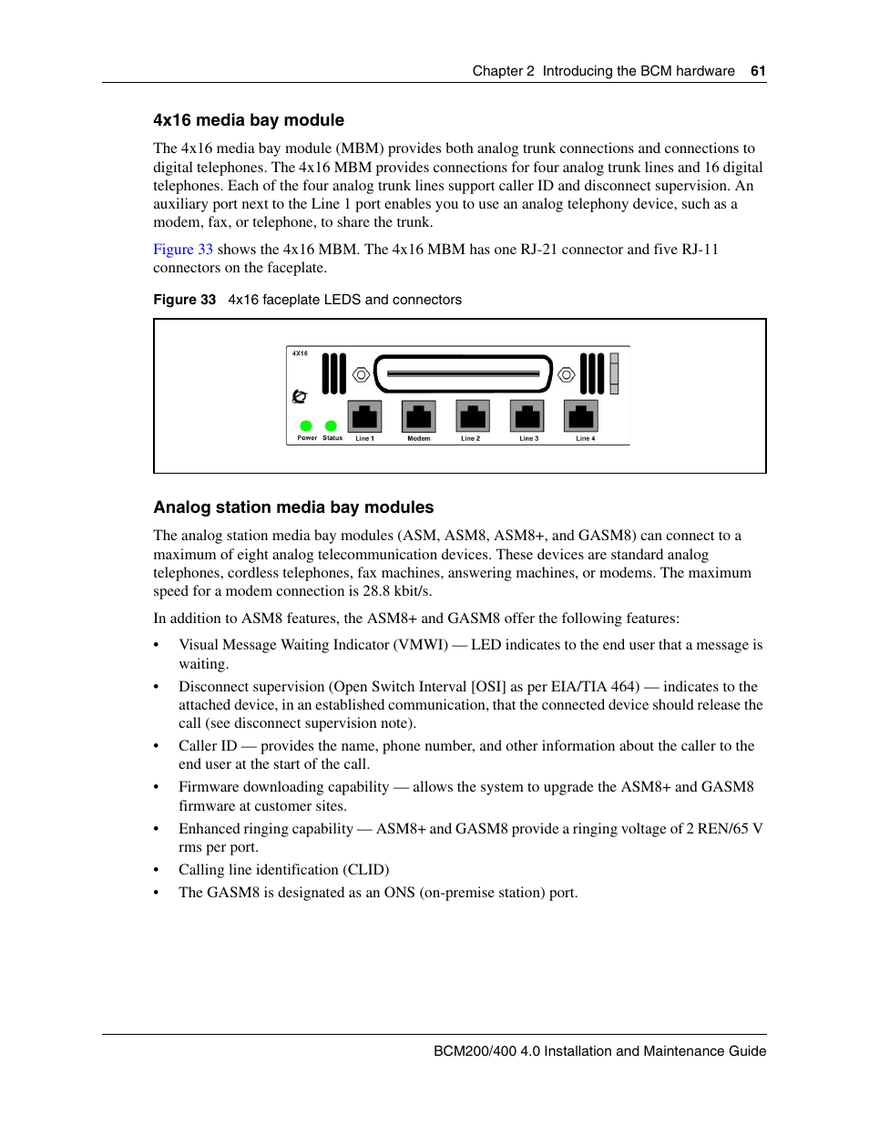 Analog station media bay modules | Nortel Networks BCM200/400 User Manual | Page 61 / 394