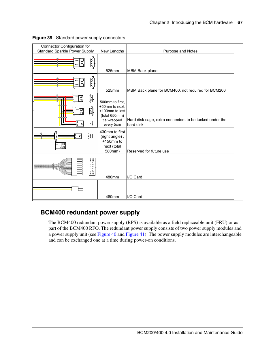 Bcm400 redundant power supply, Figure 39 | Nortel Networks BCM200/400 User Manual | Page 67 / 394