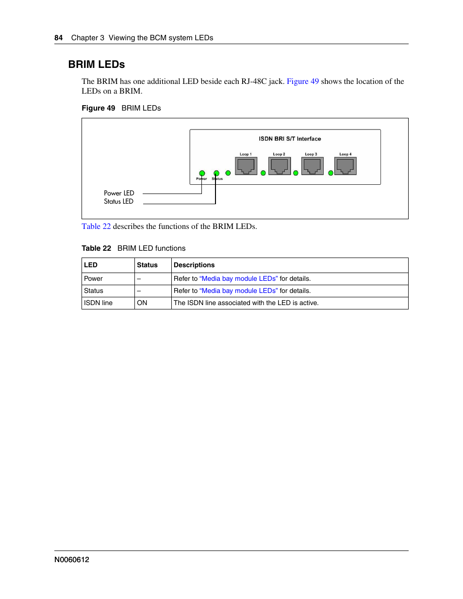 Brim leds | Nortel Networks BCM200/400 User Manual | Page 84 / 394