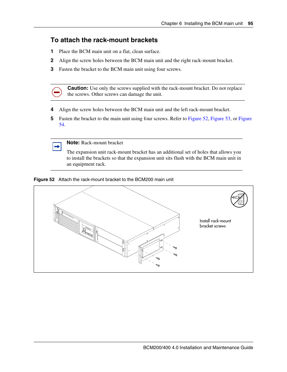 To attach the rack-mount brackets | Nortel Networks BCM200/400 User Manual | Page 91 / 394