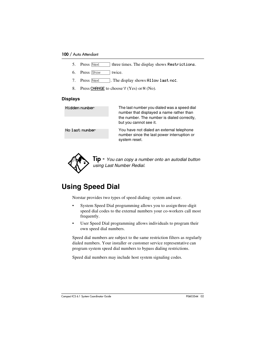 Using speed dial, Using speed dial 100 | Nortel Networks 6.1 User Manual | Page 100 / 278
