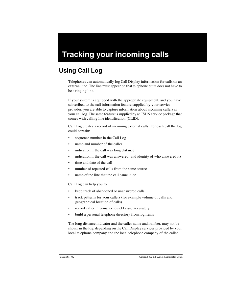Tracking your incoming calls, Using call log, Tracking your incoming calls 139 | Using call log 139 | Nortel Networks 6.1 User Manual | Page 139 / 278