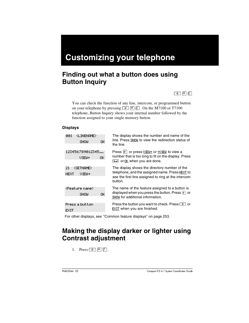 Customizing your telephone, Customizing your telephone 147 | Nortel Networks 6.1 User Manual | Page 147 / 278