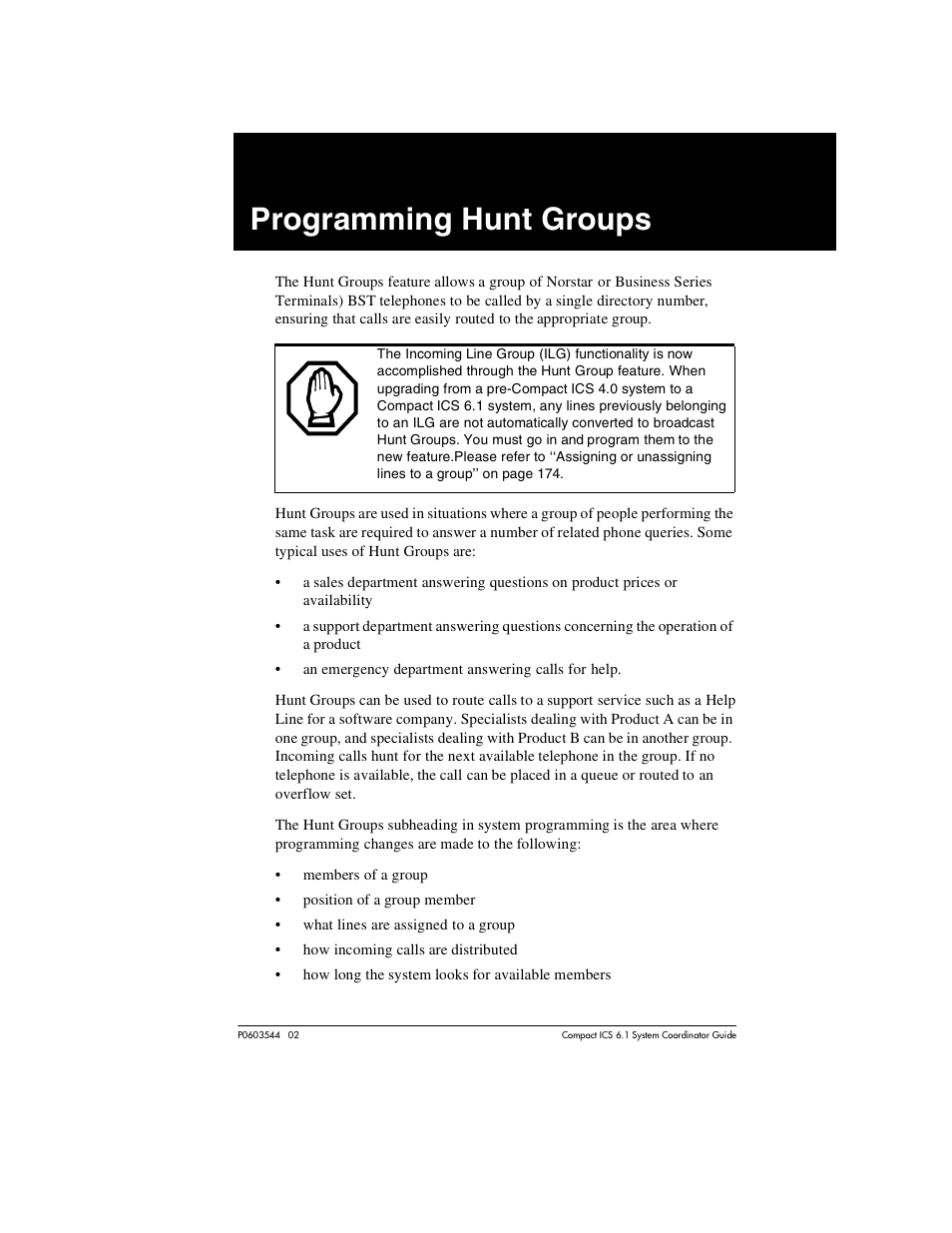 Programming hunt groups, Programming hunt groups 171 | Nortel Networks 6.1 User Manual | Page 171 / 278