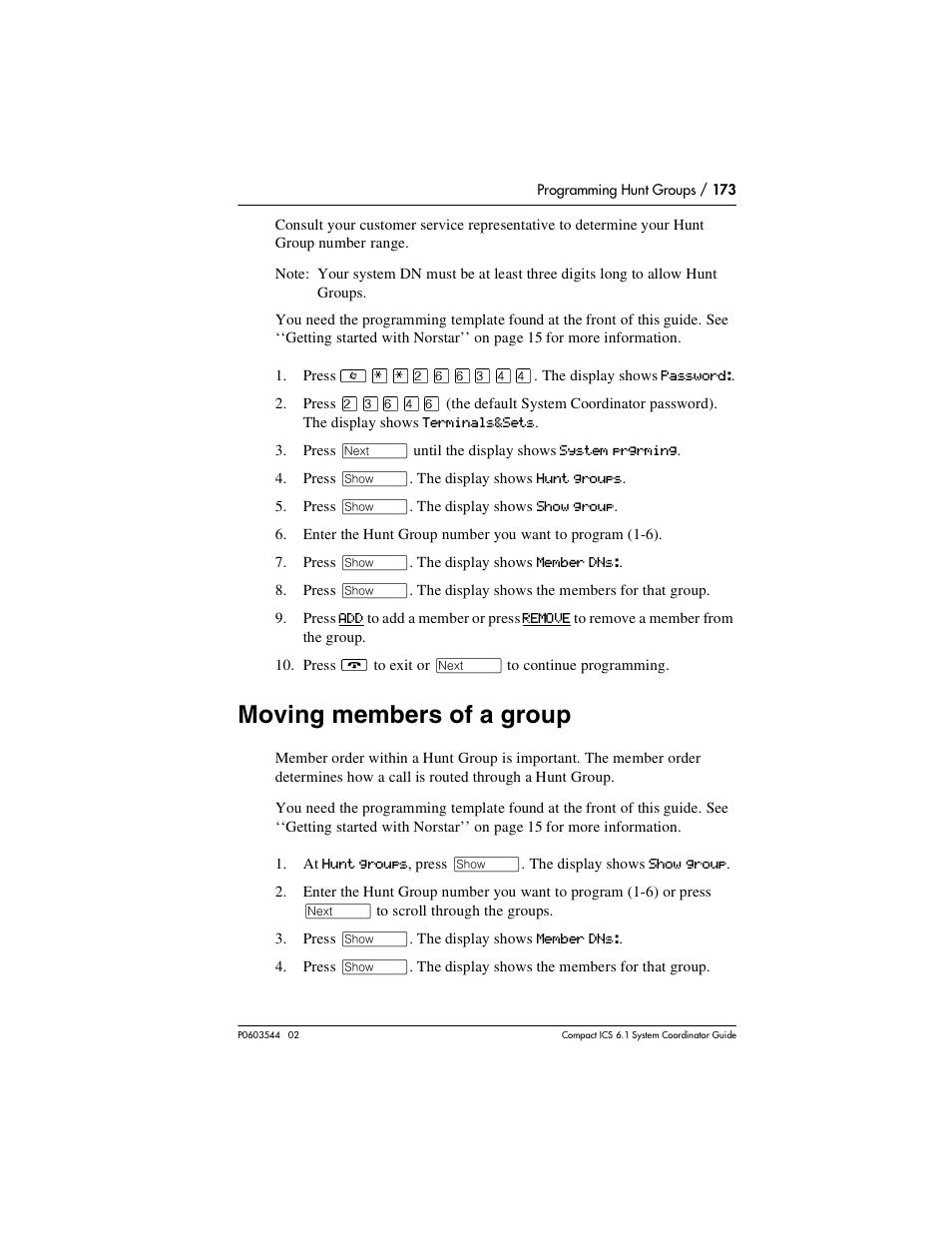 Moving members of a group, Moving members of a group 173 | Nortel Networks 6.1 User Manual | Page 173 / 278