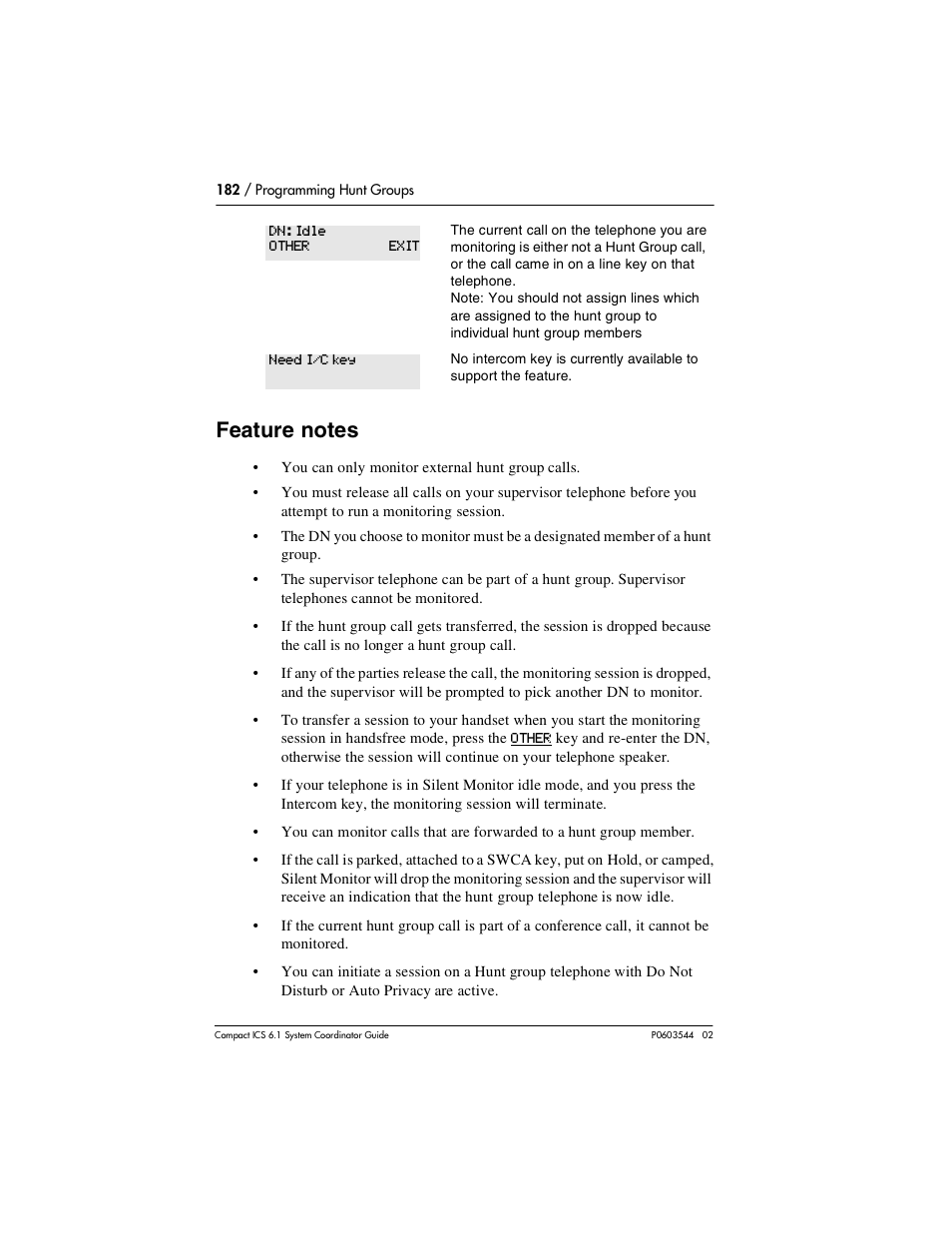 Feature notes, Feature notes 182 | Nortel Networks 6.1 User Manual | Page 182 / 278