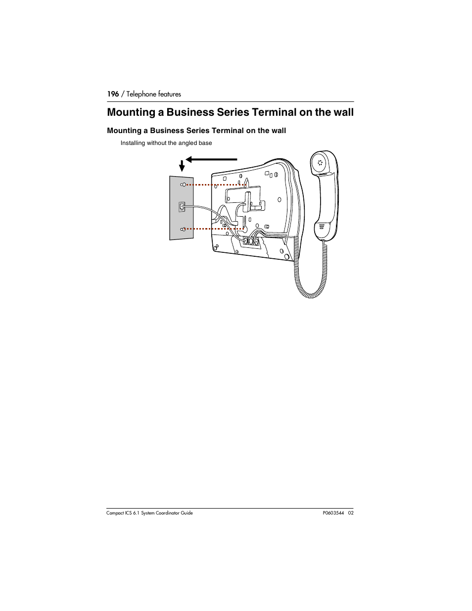 Mounting a business series terminal on the wall | Nortel Networks 6.1 User Manual | Page 196 / 278