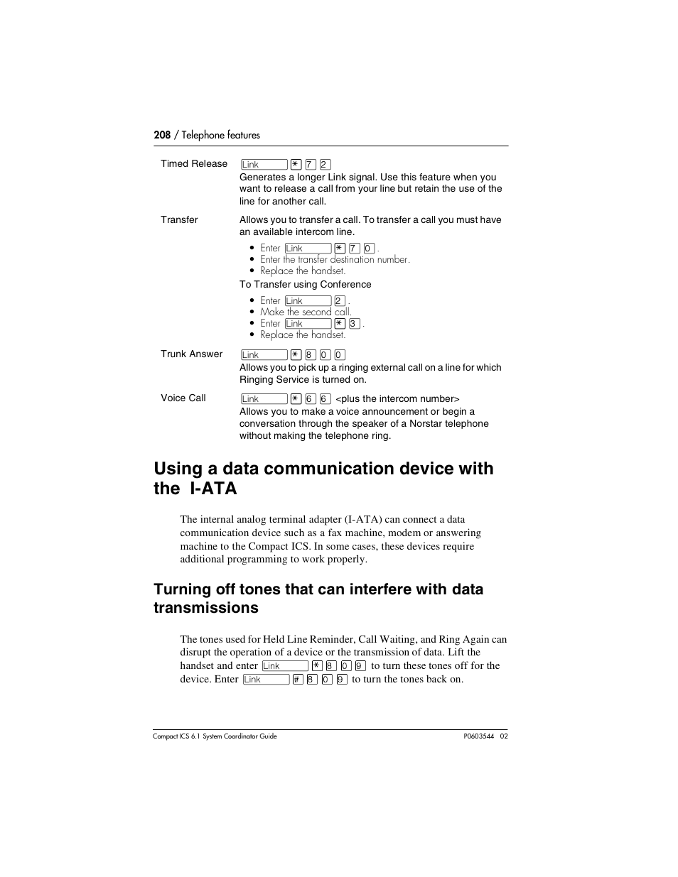 Using a data communication device with the i-ata | Nortel Networks 6.1 User Manual | Page 208 / 278
