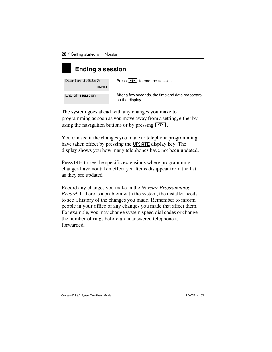 Ending a session, Ending a session 28 | Nortel Networks 6.1 User Manual | Page 28 / 278