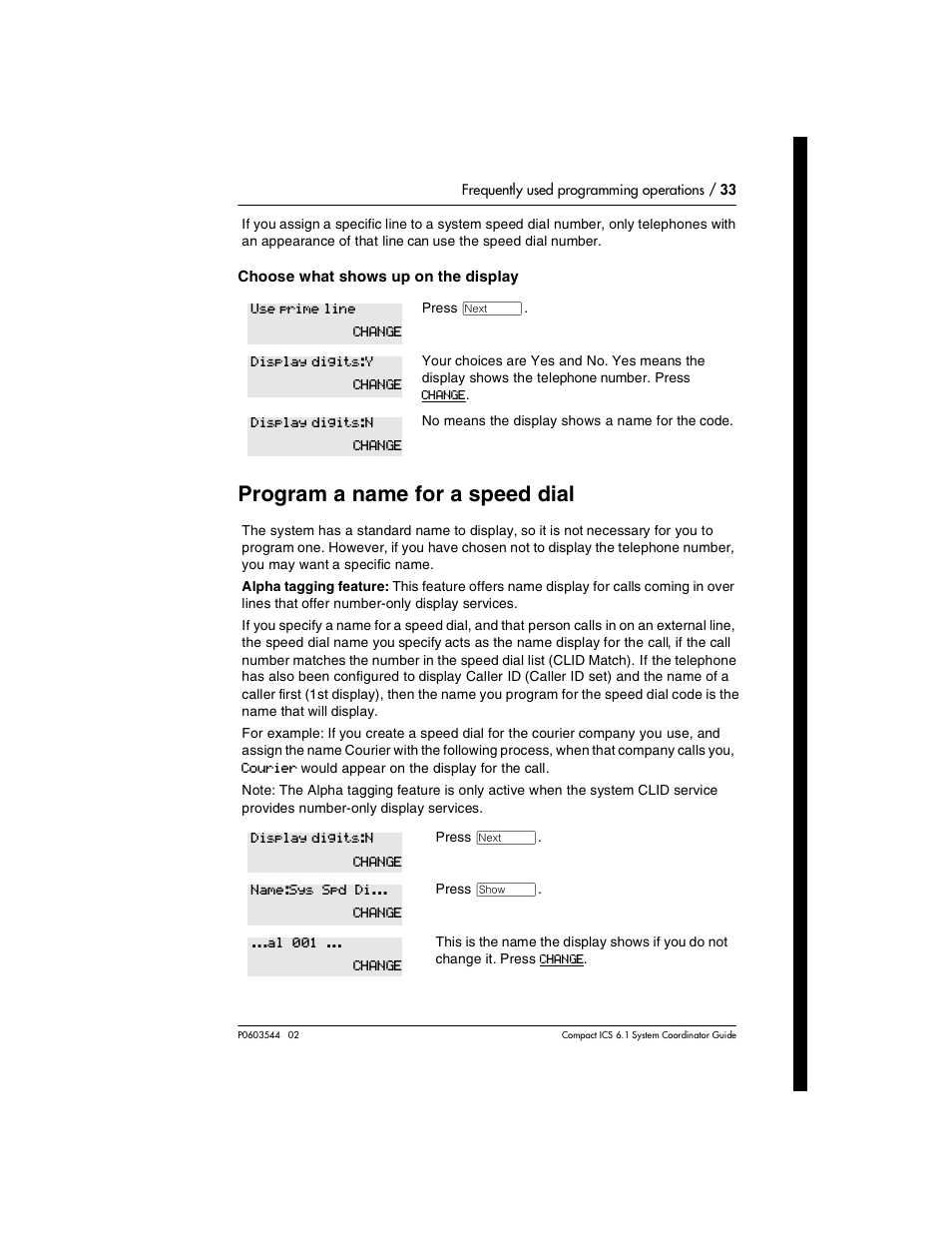 Program a name for a speed dial, Program a name for a speed dial 33 | Nortel Networks 6.1 User Manual | Page 33 / 278