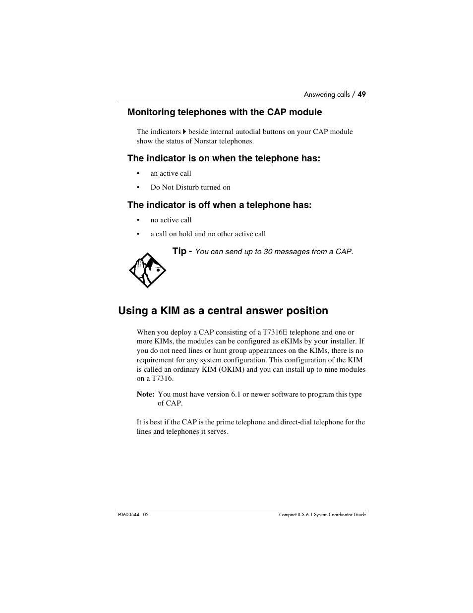 Using a kim as a central answer position, Using a kim as a central answer position 49 | Nortel Networks 6.1 User Manual | Page 49 / 278