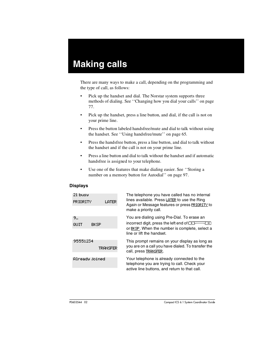 Making calls, Making calls 73 | Nortel Networks 6.1 User Manual | Page 73 / 278