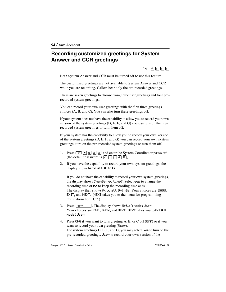 Ccr greetings 94 | Nortel Networks 6.1 User Manual | Page 94 / 278