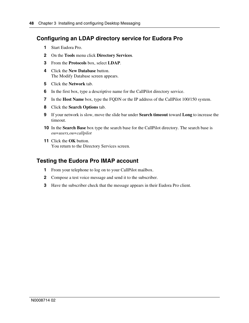 Testing the eudora pro imap account | Nortel Networks Alteon Link Optimizer 150 User Manual | Page 48 / 68