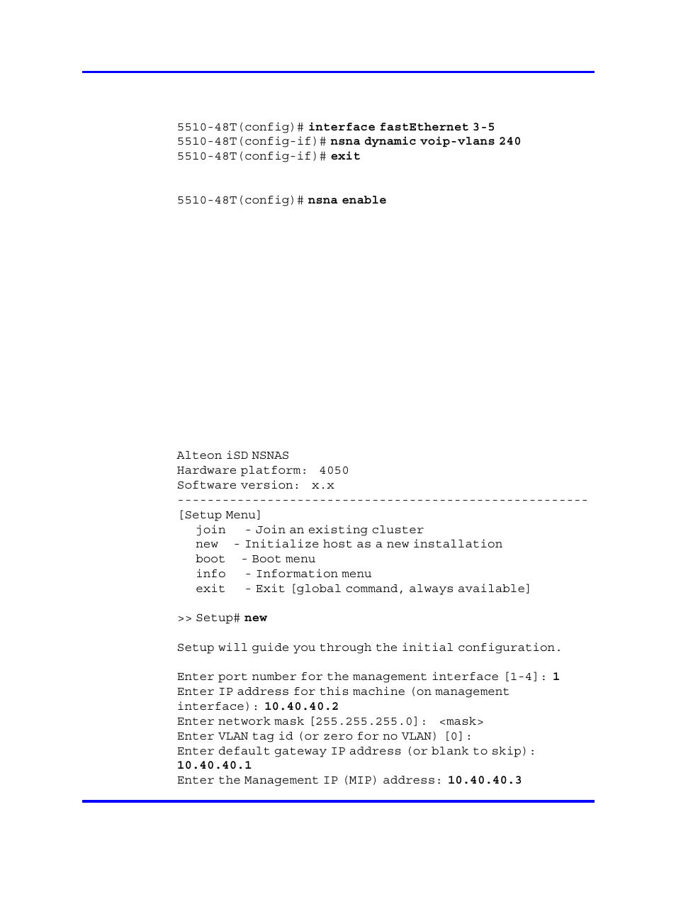 Enabling nsna globally, Configure the nortel snas, Performing initial setup | Nortel Networks 5500 series User Manual | Page 397 / 526