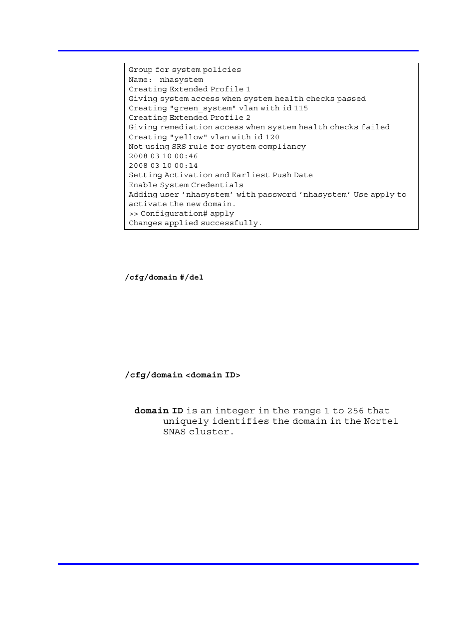 Deleting a domain, Configuring domain parameters, Configuring | Nortel Networks 5500 series User Manual | Page 89 / 526