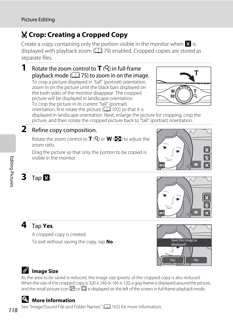 Crop: creating a cropped copy, O crop: creating a cropped copy, A 118) | Ocrop: creating a cropped copy | Nortel Networks S4000 User Manual | Page 130 / 196