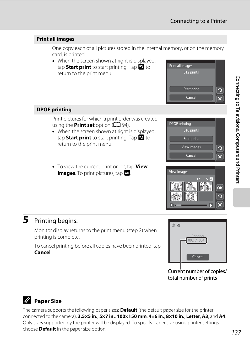 A 137, Printing begins | Nortel Networks S4000 User Manual | Page 149 / 196