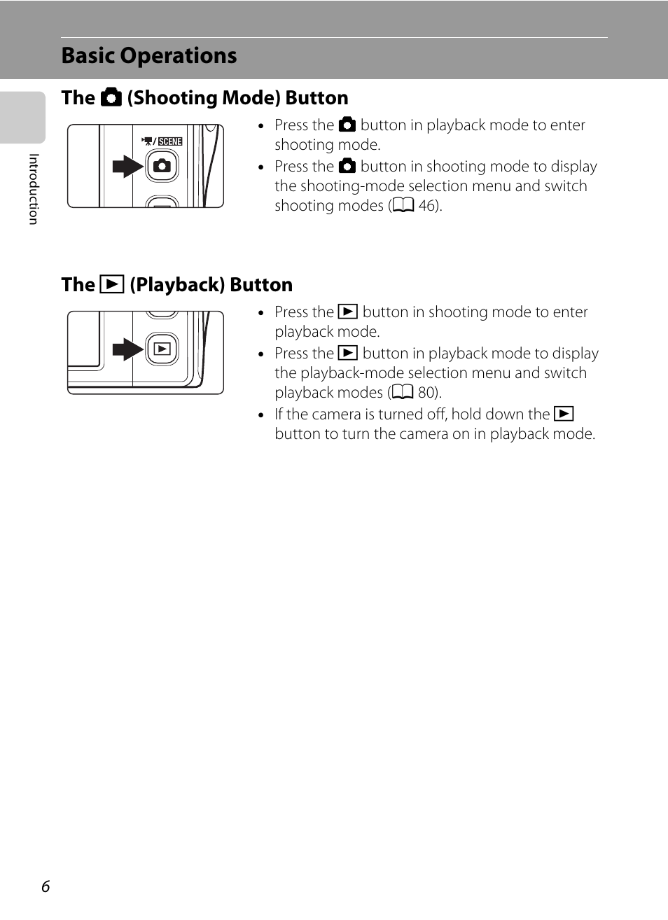 Basic operations, The shooting mode button, The playback button | The a (shooting mode) button the, C (playback) button | Nortel Networks S4000 User Manual | Page 18 / 196