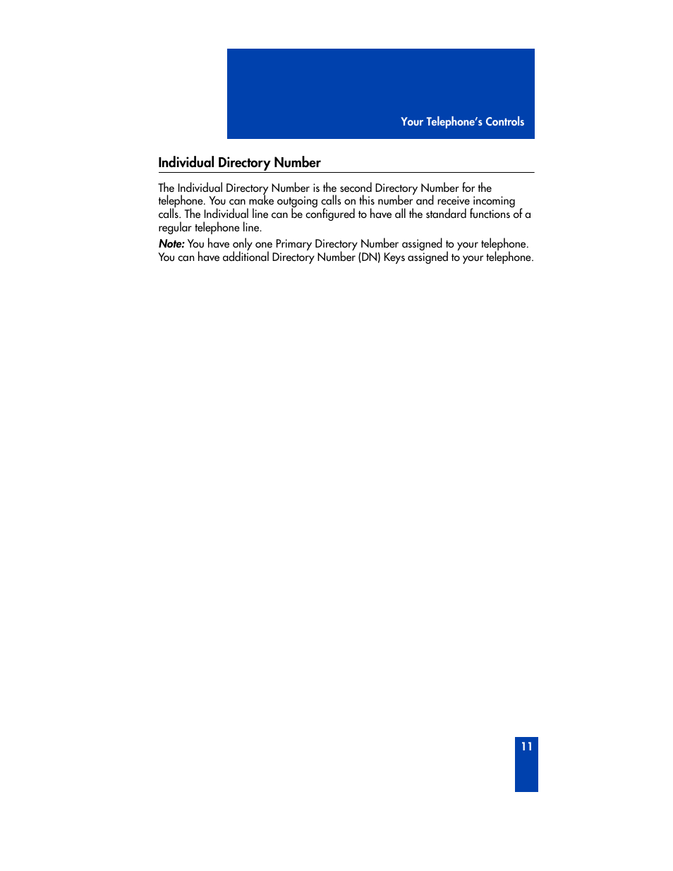 Individual directory number | Nortel Networks M3905 User Manual | Page 19 / 92