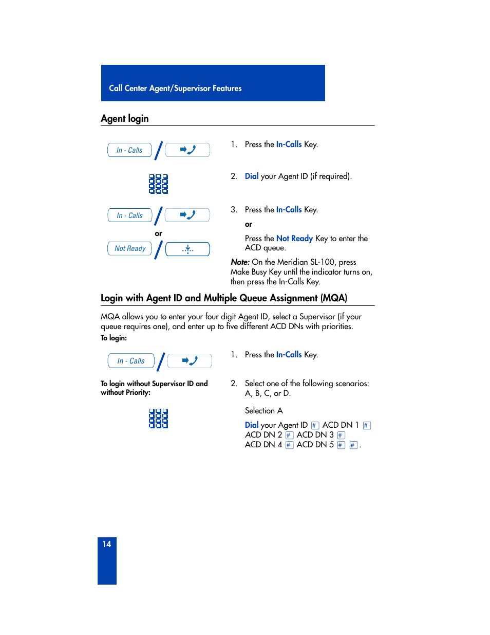 Agent login | Nortel Networks M3905 User Manual | Page 22 / 92