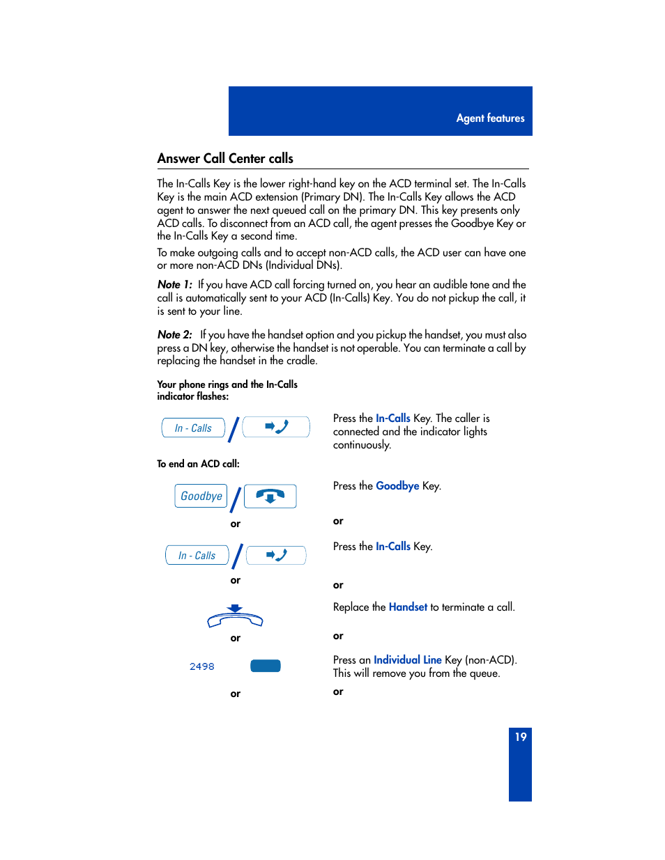 Answer call center calls | Nortel Networks M3905 User Manual | Page 27 / 92