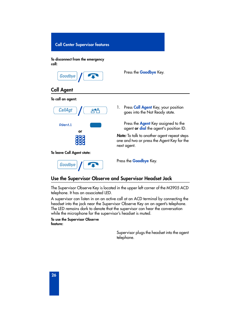 Call agent | Nortel Networks M3905 User Manual | Page 34 / 92