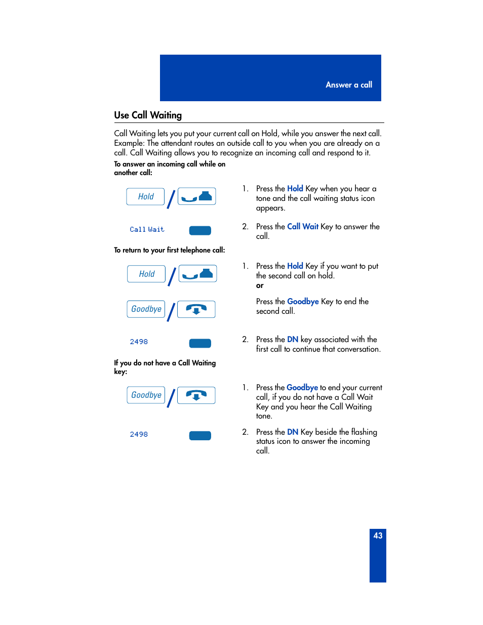 Use call waiting | Nortel Networks M3905 User Manual | Page 51 / 92