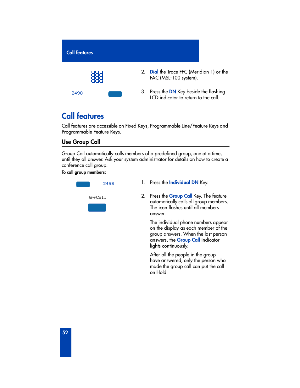 Call features, Use group call | Nortel Networks M3905 User Manual | Page 60 / 92