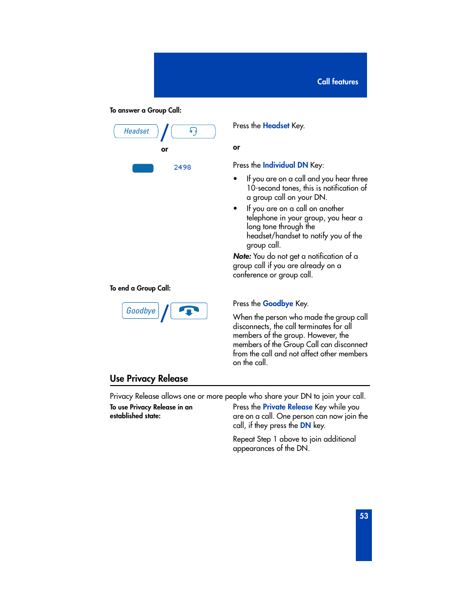 Use privacy release | Nortel Networks M3905 User Manual | Page 61 / 92