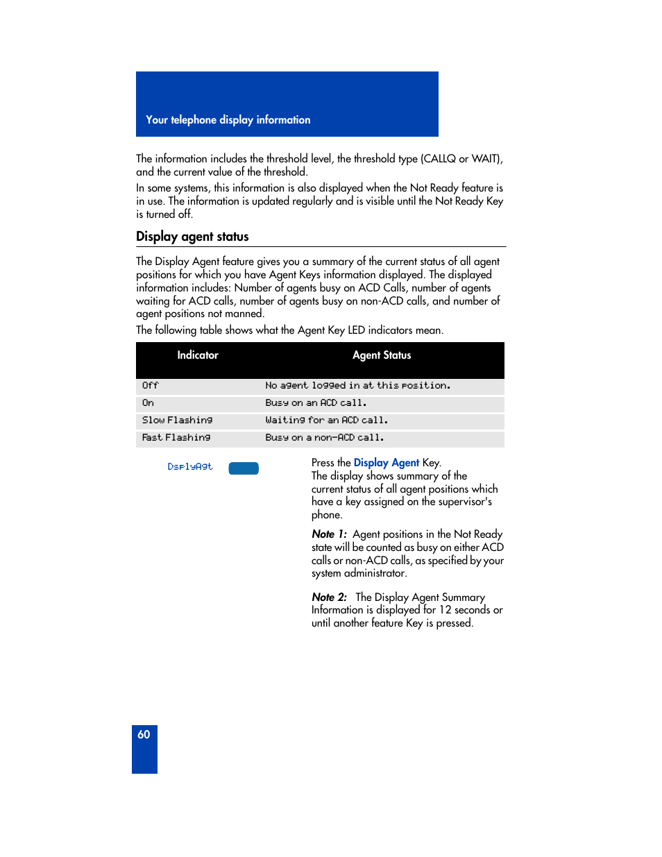 Display agent status | Nortel Networks M3905 User Manual | Page 68 / 92