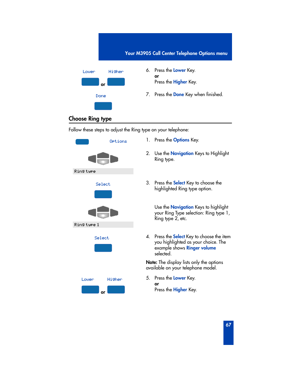 Choose ring type | Nortel Networks M3905 User Manual | Page 75 / 92