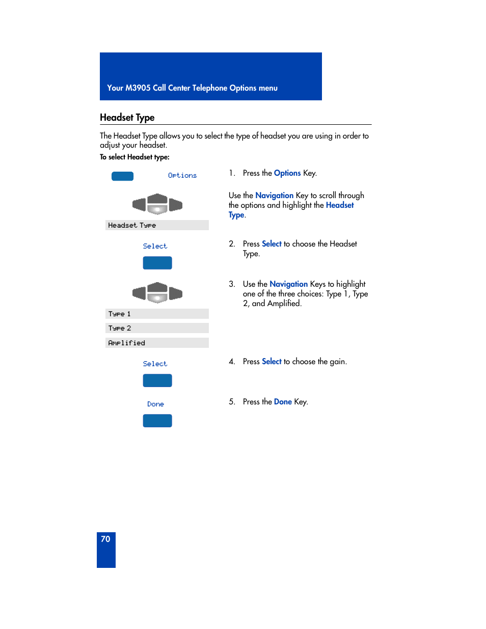 Headset type | Nortel Networks M3905 User Manual | Page 78 / 92