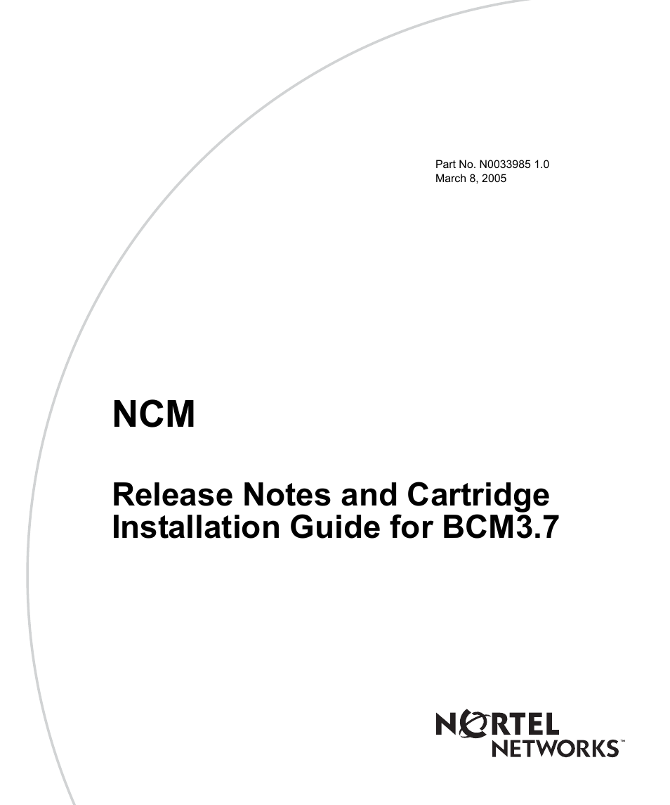 Nortel Networks Cartridge User Manual | 36 pages