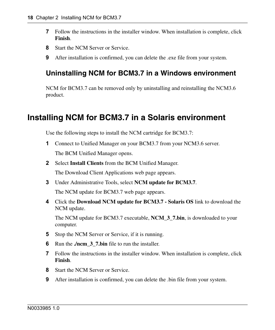 Installing ncm for bcm3.7 in a solaris environment | Nortel Networks Cartridge User Manual | Page 18 / 36