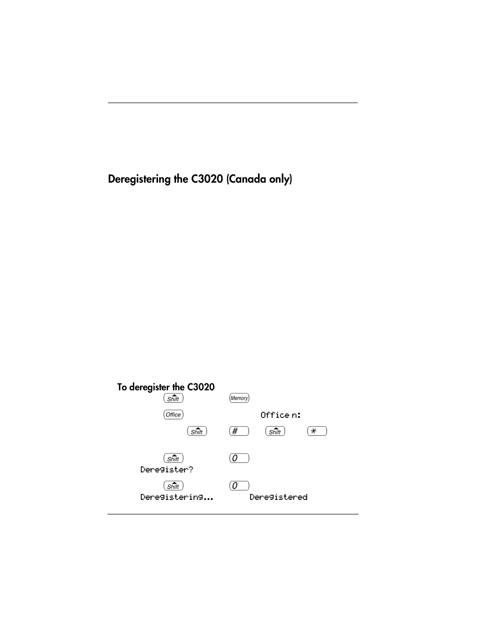 Deregistering the c3020 (canada only), To deregister the c3020 | Nortel Networks 03050 User Manual | Page 18 / 22