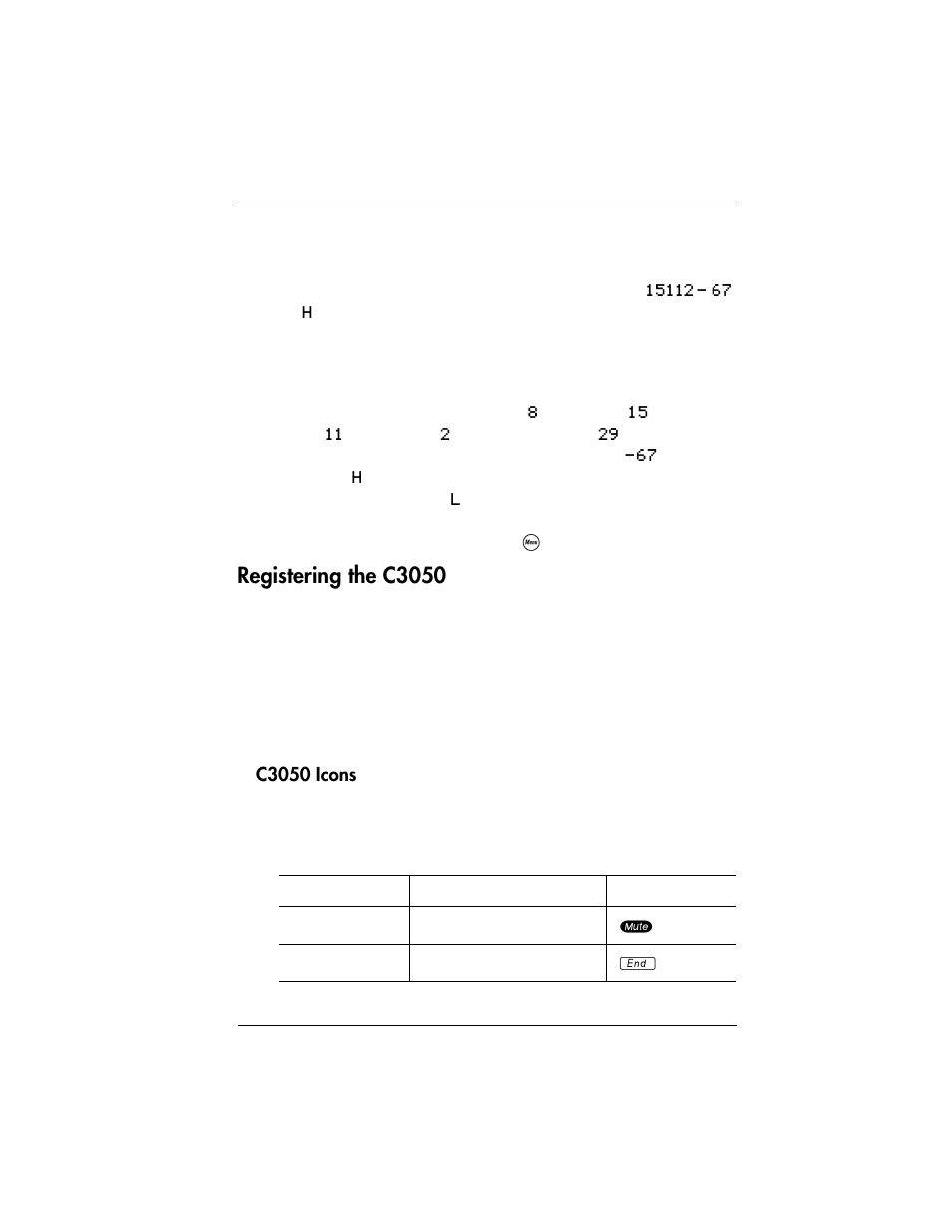 Registering the c3050, C3050 icons | Nortel Networks 03050 User Manual | Page 9 / 22