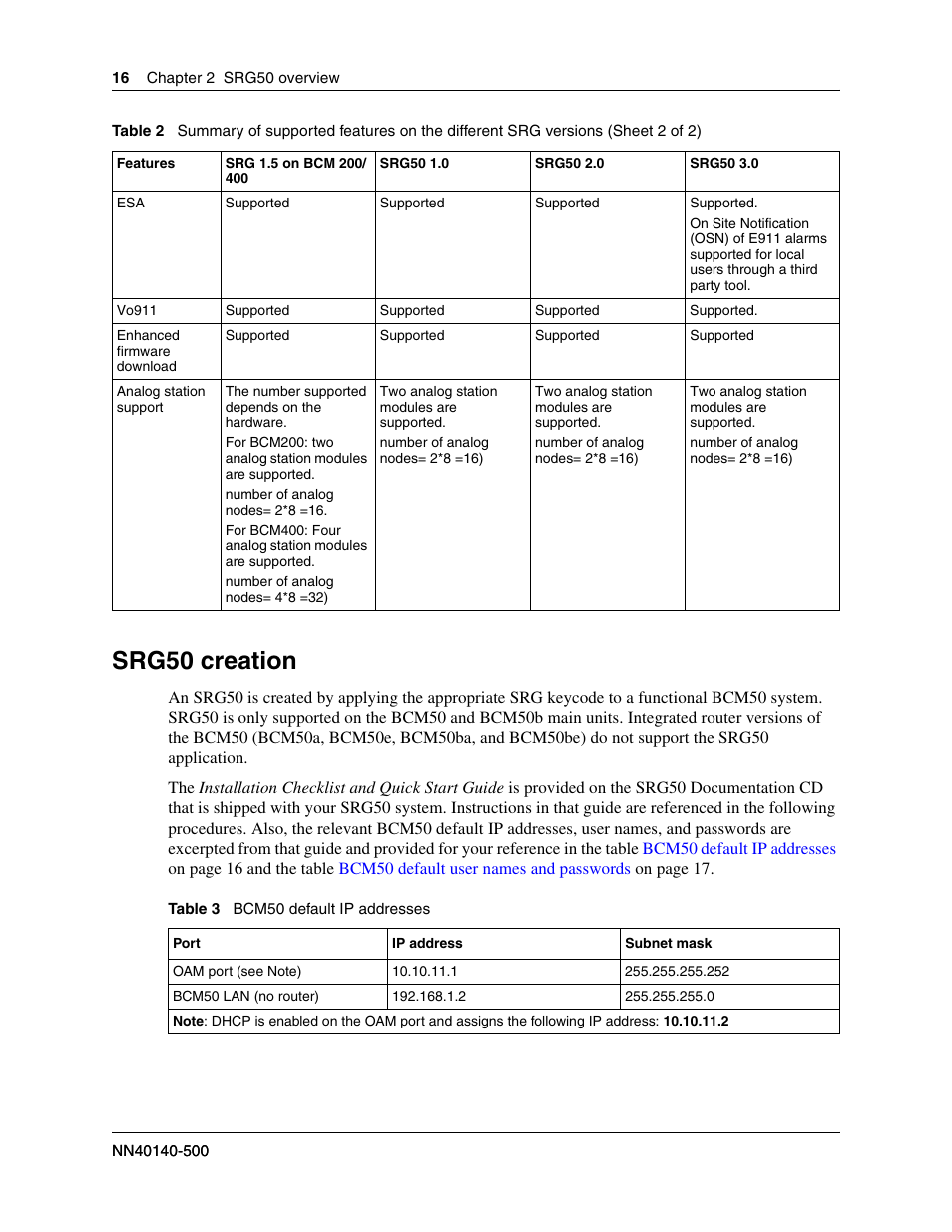 Srg50 creation | Nortel Networks SRG50 User Manual | Page 16 / 102